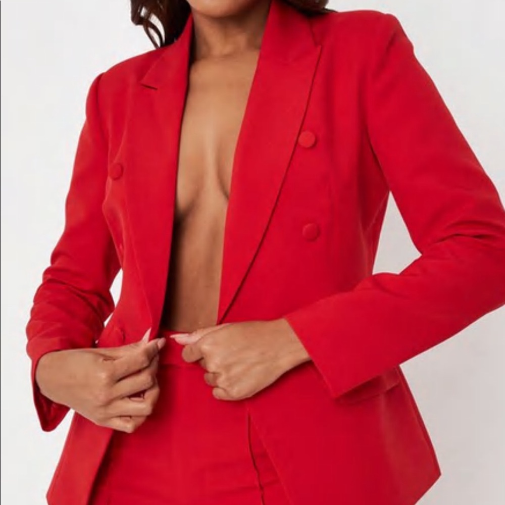 NWT SIZE 10 Red Double Breasted Tailored Blazer - Missguided